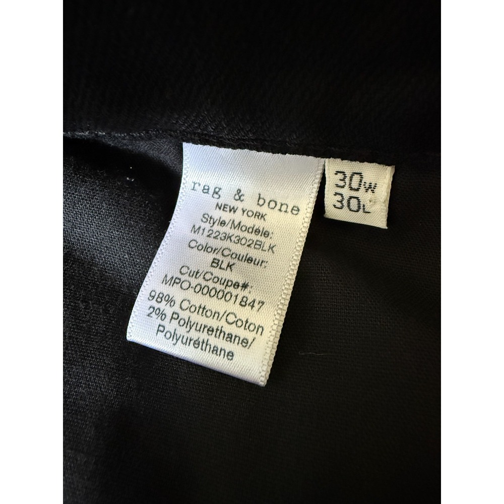Rag & Bone Men's Jeans Sz 30x30 Black Fit 2 Slim Button Fly Stretch‎ Denim Pants - Picture 9 of 11